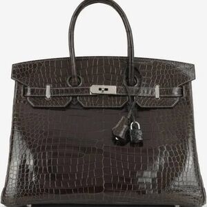 Hermes Dark Brown Crocodile Leather Bag